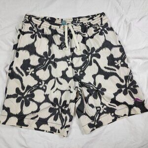 Tommy Bahama Relax Mens Large White Black Floral Swim Trunks Summer Beach Pool